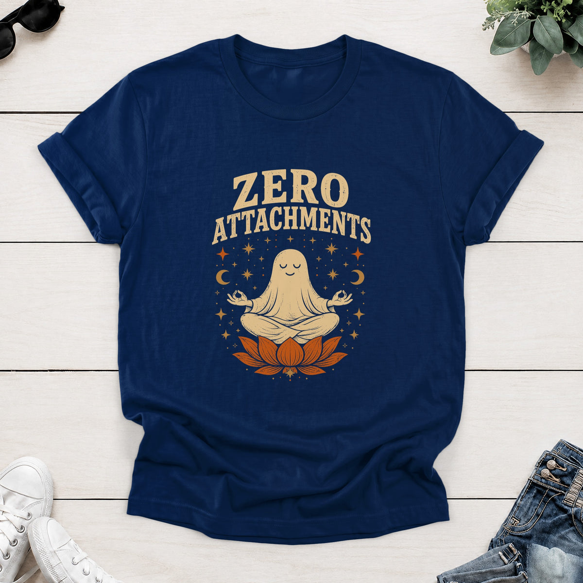 Meditating Ghost Tee — Navy