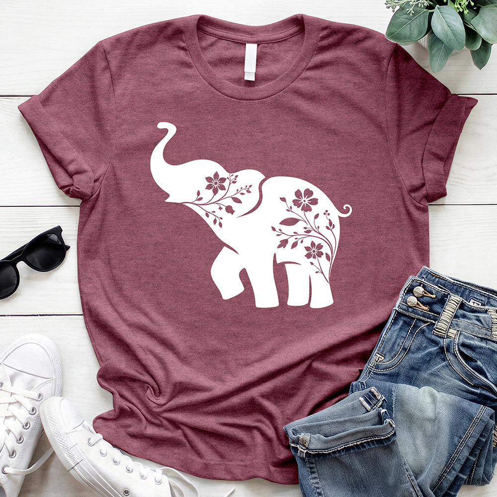 Floral Elephant 3 Offer — Heather Maroon