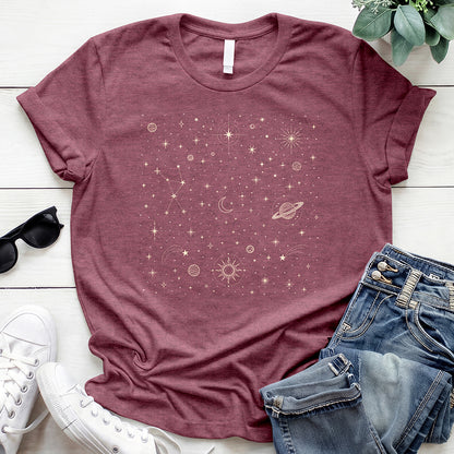 Celestial Stars Tee — Heather Maroon