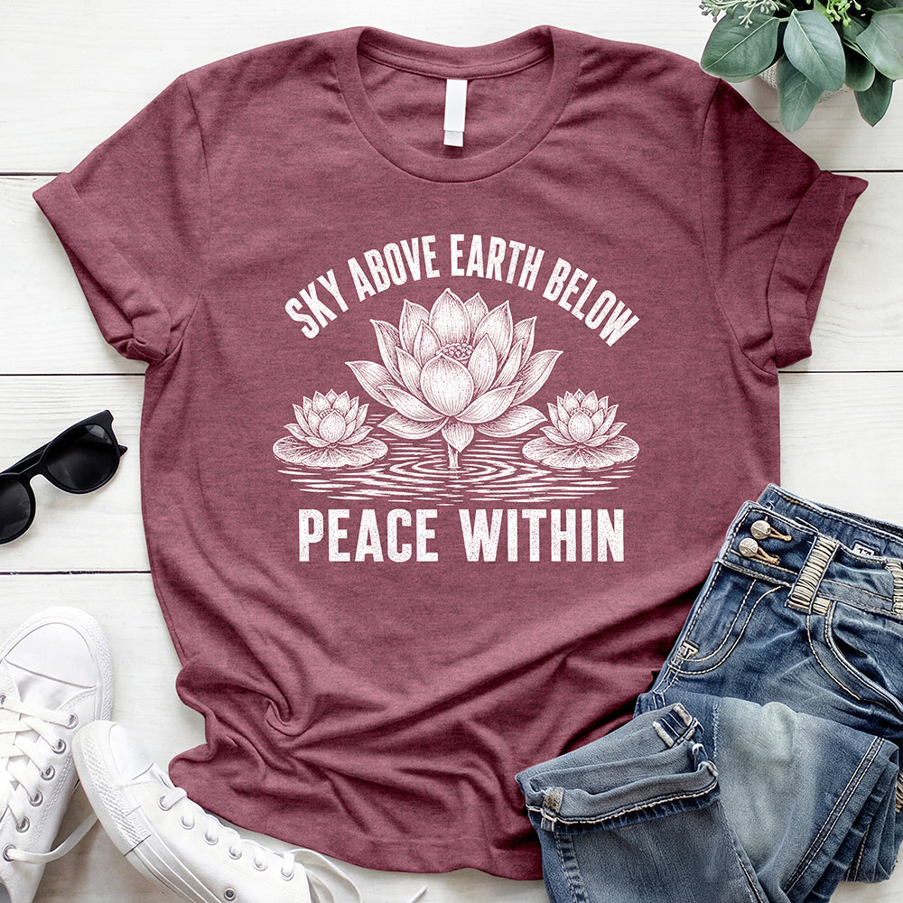 Sky Above Earth Below Tee — Heather Maroon