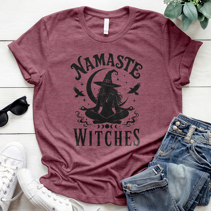 Namaste Witches Tee — Heather Maroon