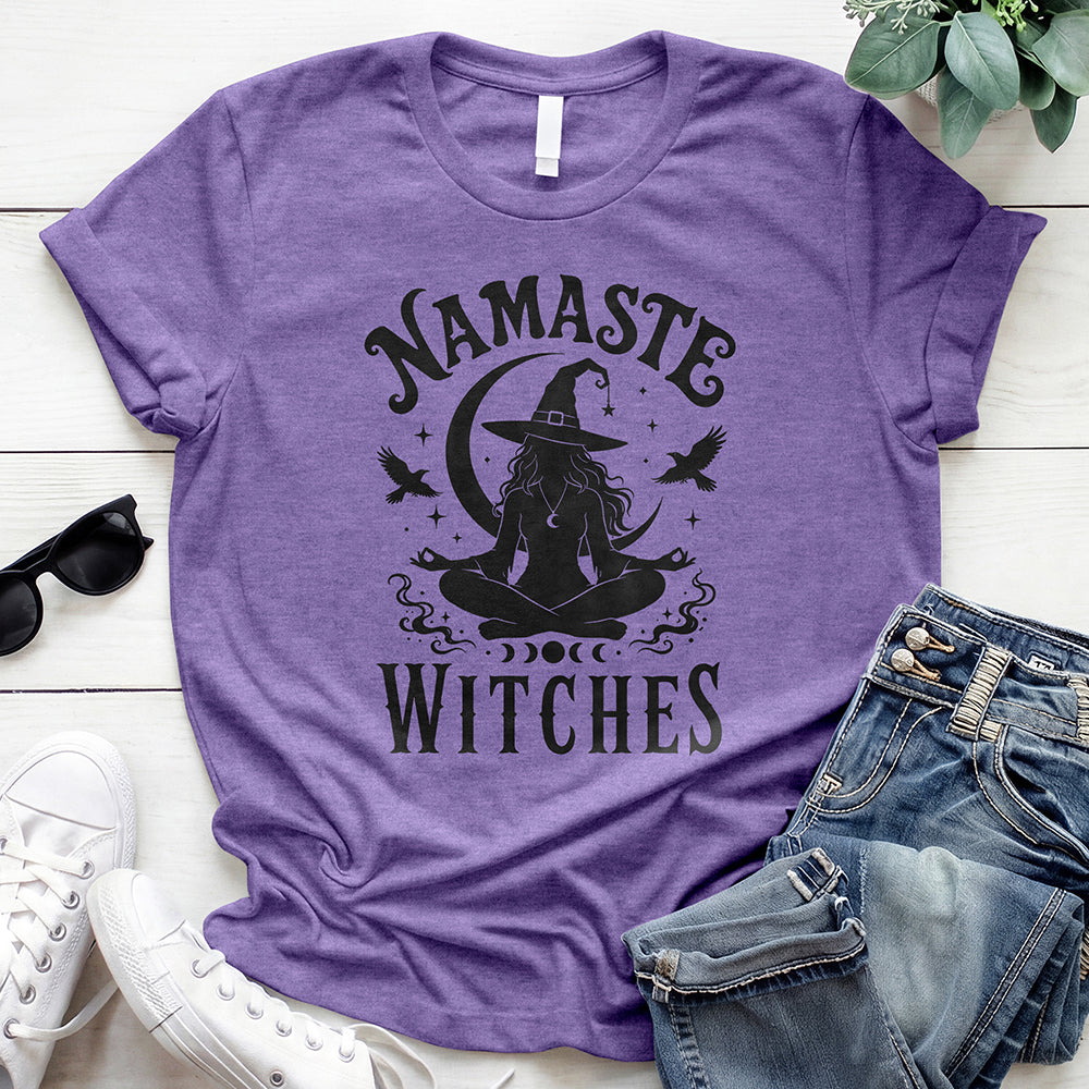 Namaste Witches Tee — Heather Purple