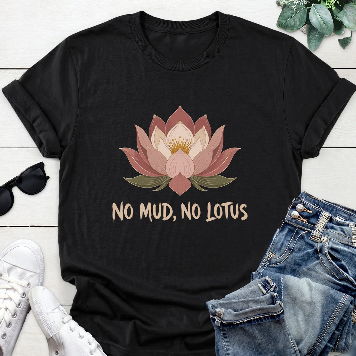 No Mud, No Lotus Tee — Black