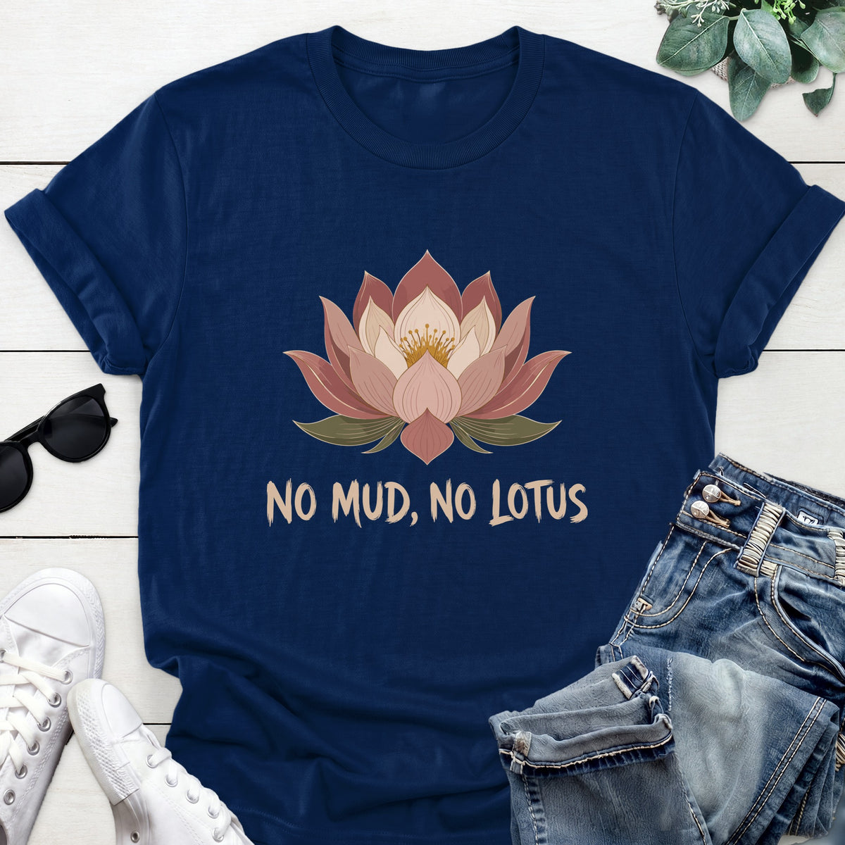 No Mud, No Lotus Tee — Navy