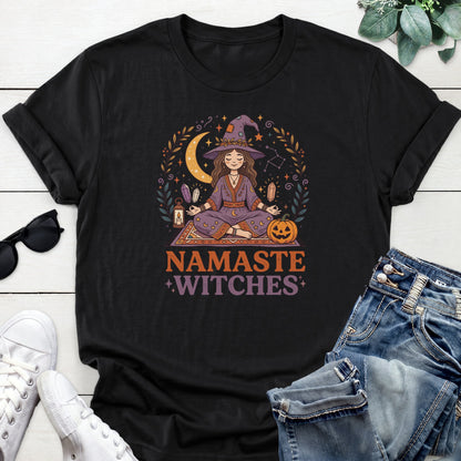 Namaste Pumpkin Witch Tee — Black