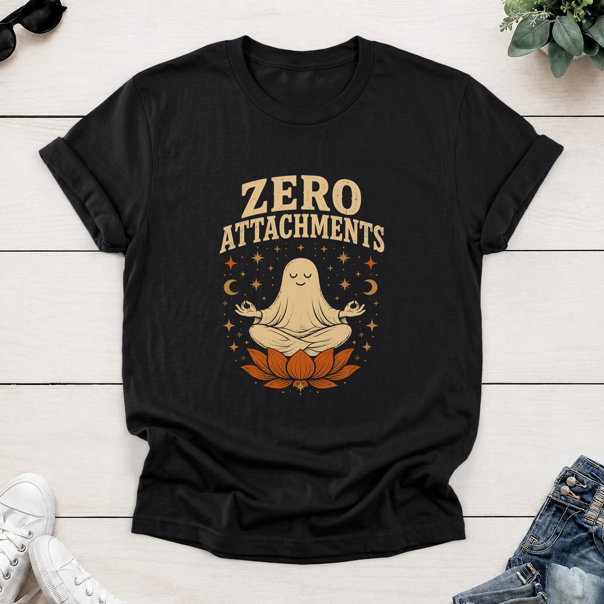 Meditating Ghost Tee — Black
