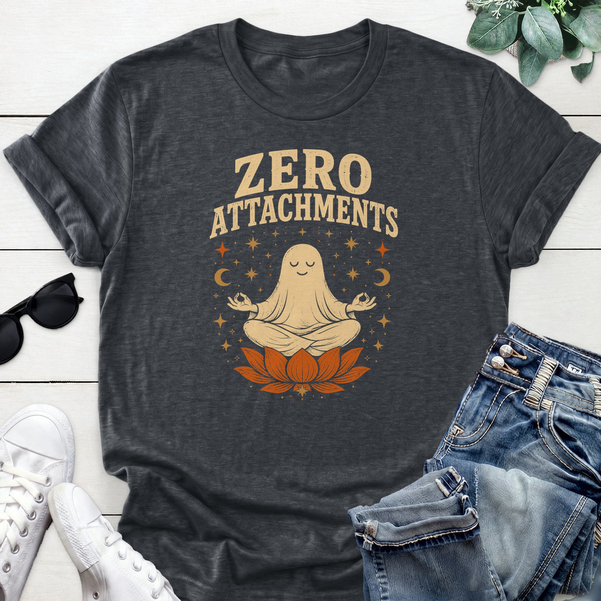 Meditating Ghost Tee — Dark Heather