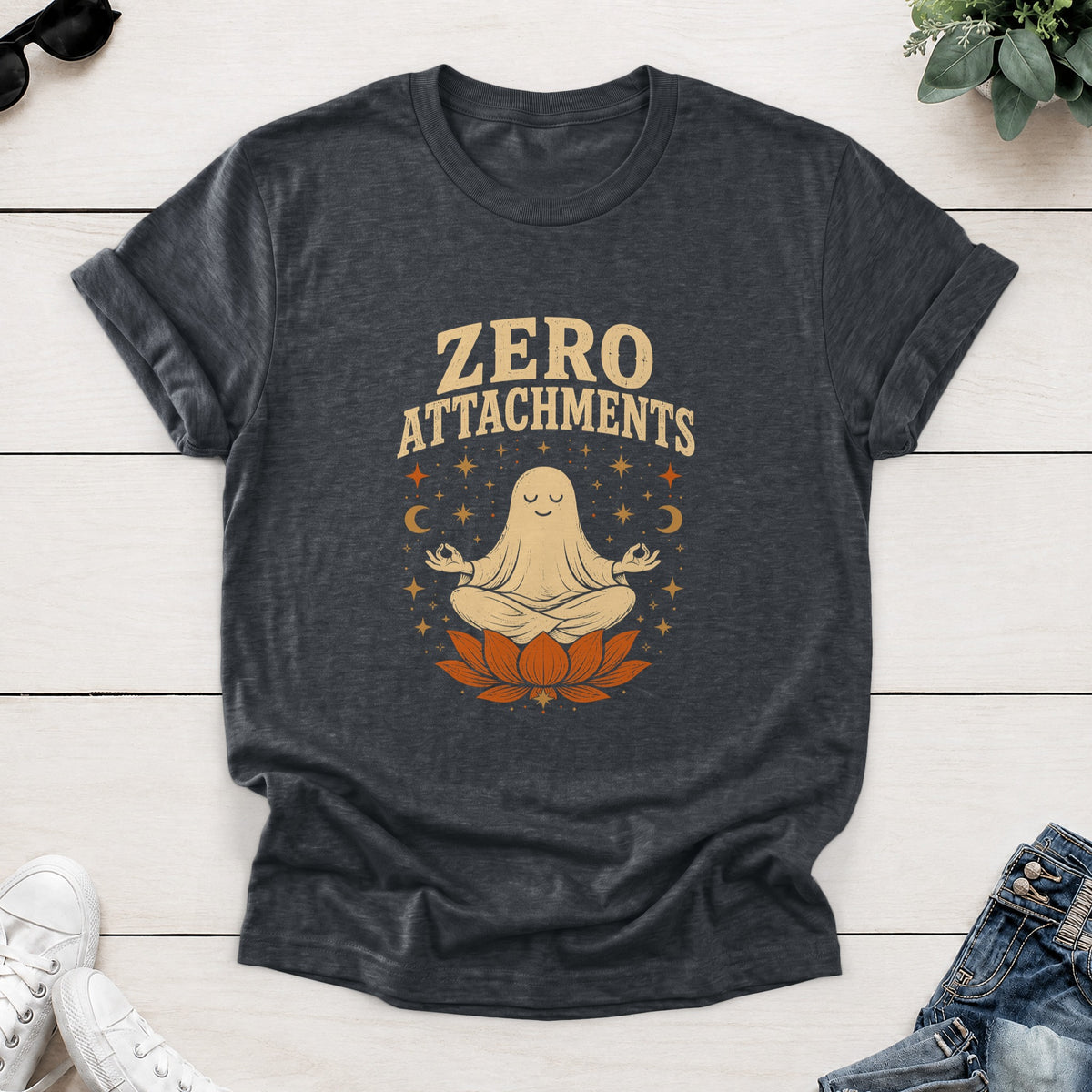 Meditating Ghost Tee — Dark Heather