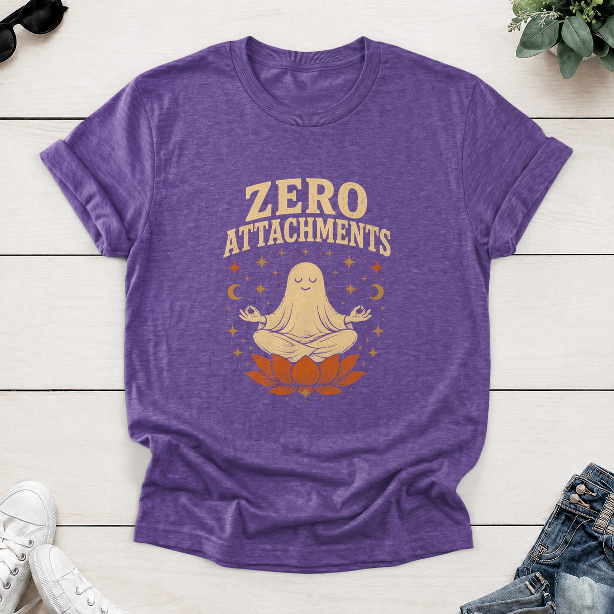 Meditating Ghost Tee — Heather Purple