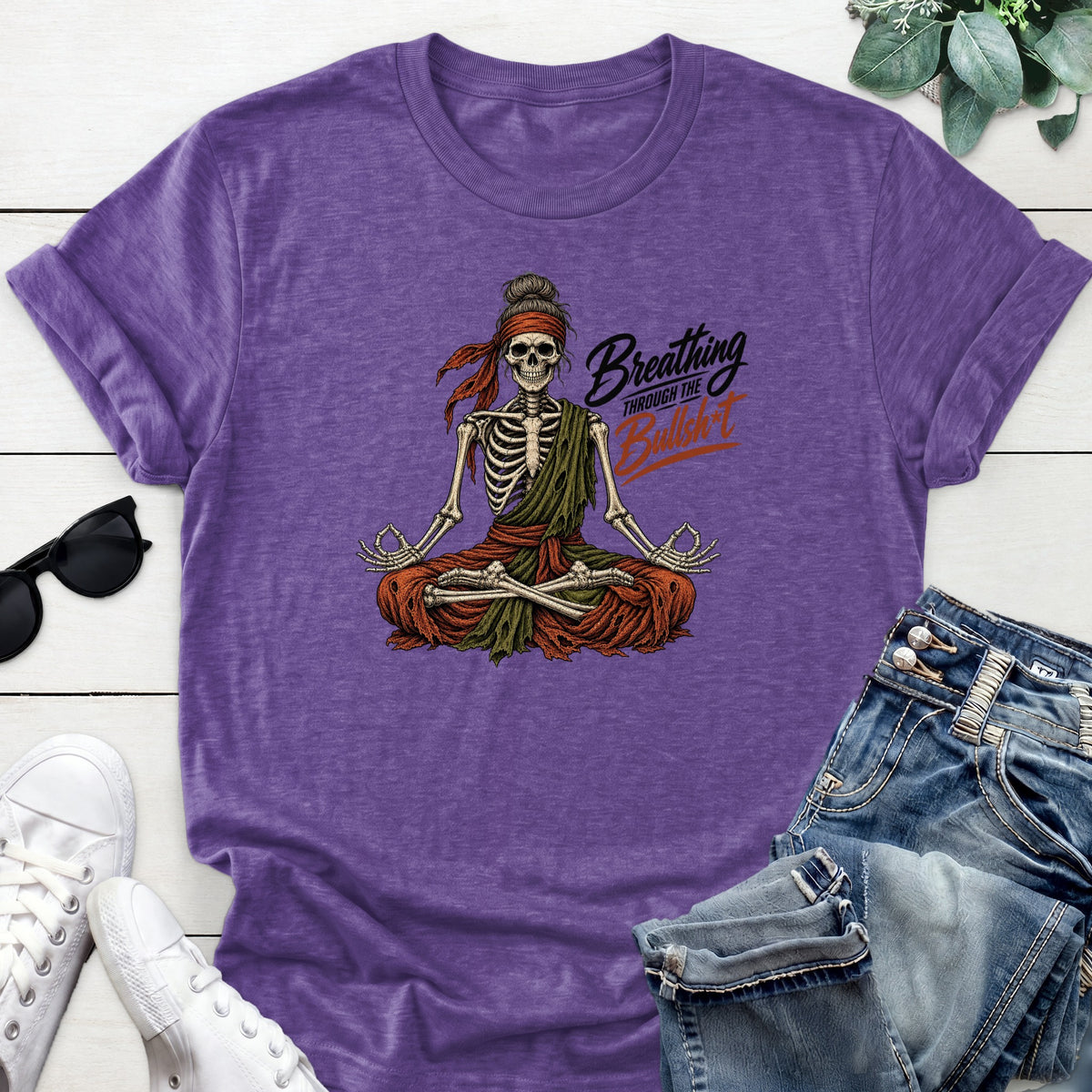 Breathing Through The BS Tee — Heather Purple