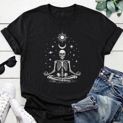 Meditating Skeleton Tee — Black