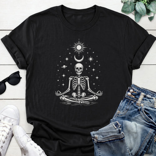 Meditating Skeleton Tee — Black
