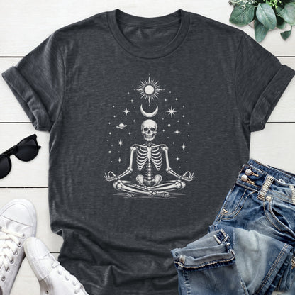 Meditating Skeleton Tee — Dark Heather