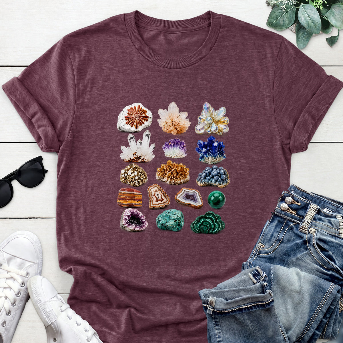 Crystal Gemstone Tee — Heather Maroon