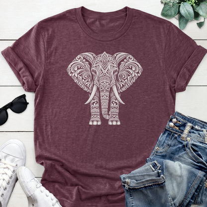 Mandala Elephant Tee — Heather Maroon