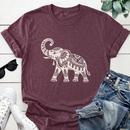 Mandala Elephant Tee — Heather Maroon