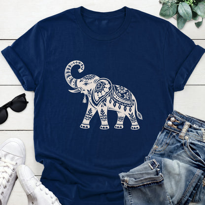 Mandala Elephant Tee — Navy