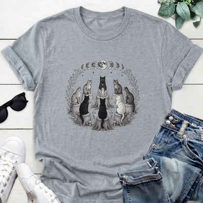 Moon Phase Cat Circle Tee — Sports Gray