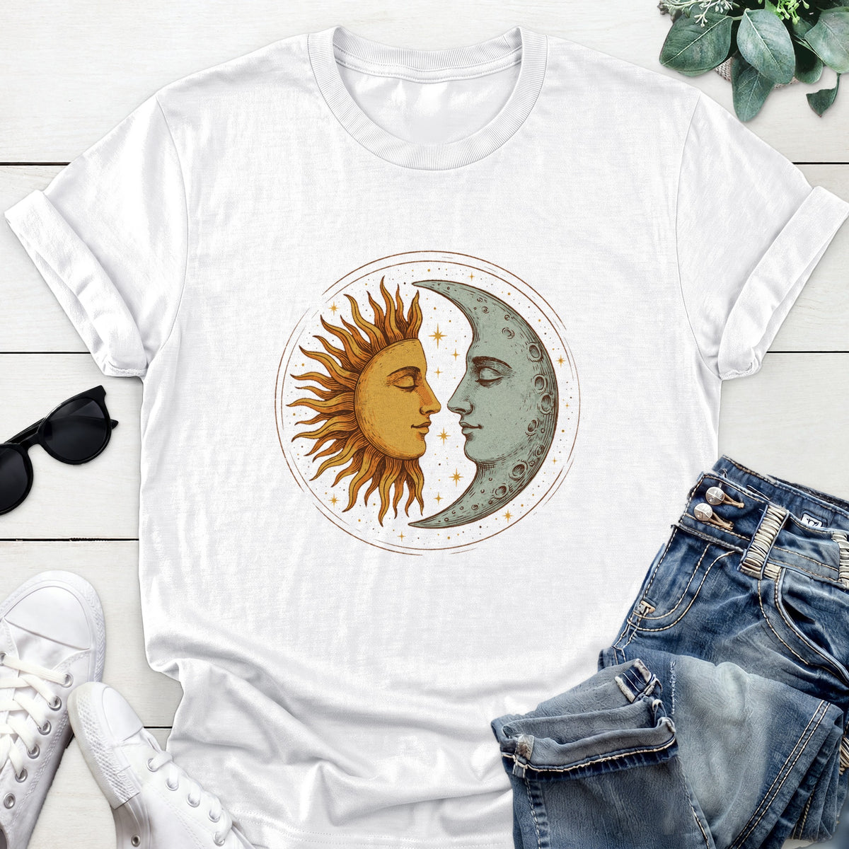 Sun And Moon Tee — White
