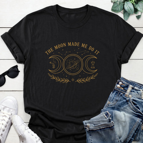 Crescent Moon Cosmic Tee — Black