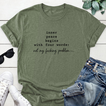 Inner Peace Quote Tee — Heather Military Green