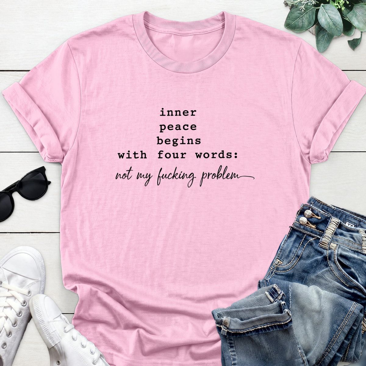 Inner Peace Quote Tee — Light Pink