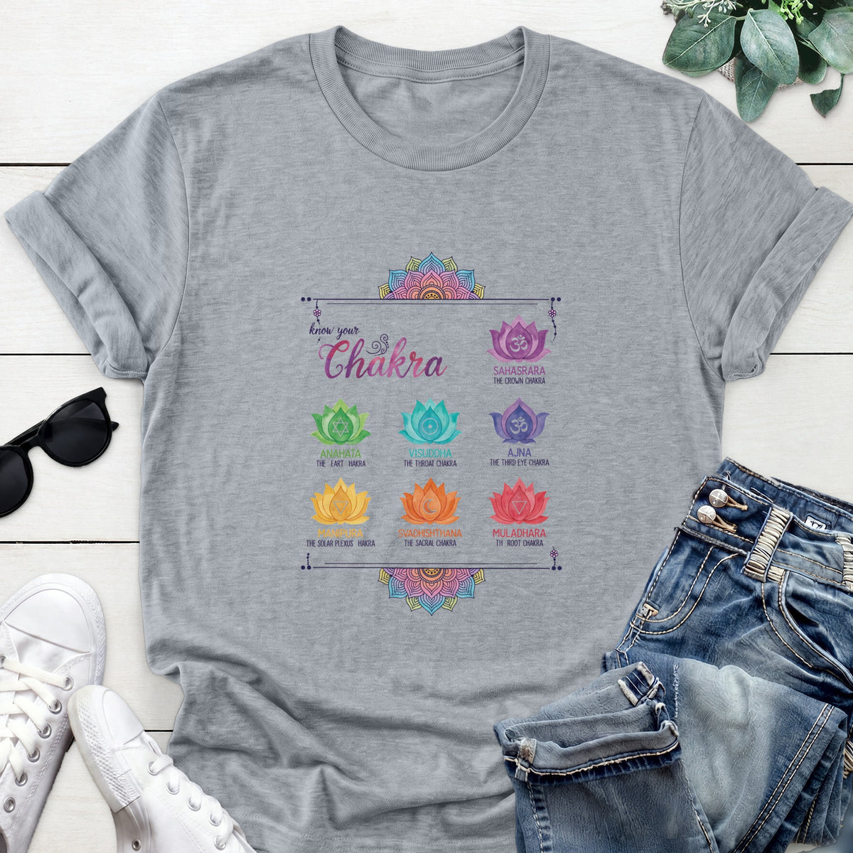 Chakra Lotus Chart Tee — Sports Gray