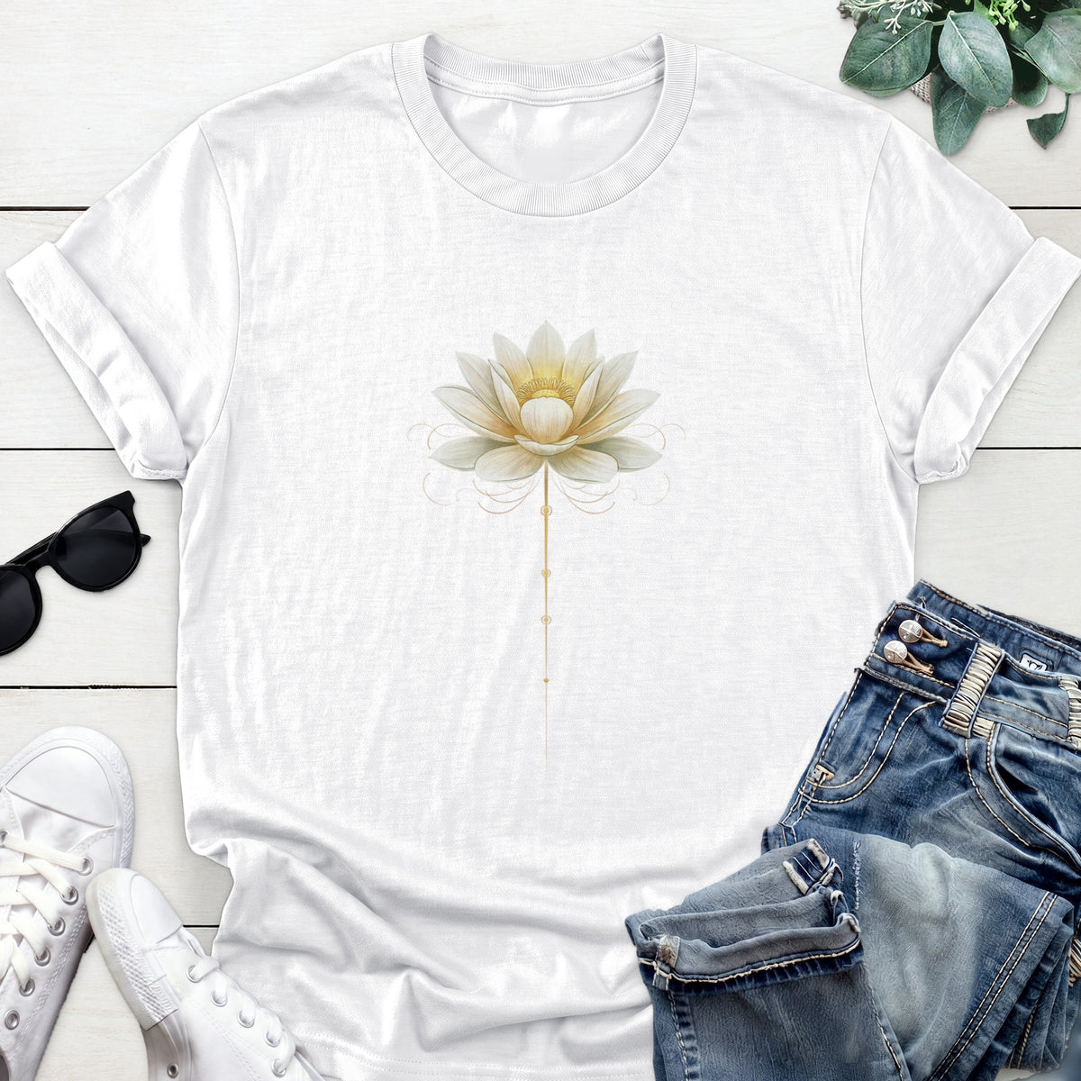 Ornamental Lotus Tee — White