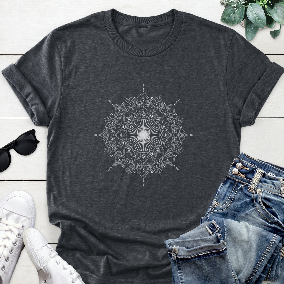 Radiating Mandala Tee — Dark Heather