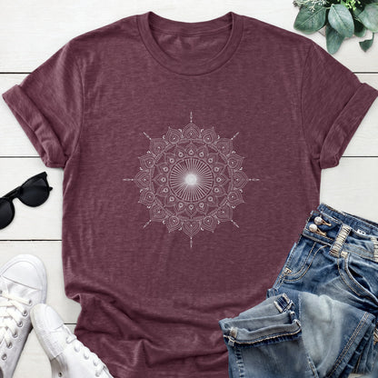 Radiating Mandala Tee — Heather Maroon