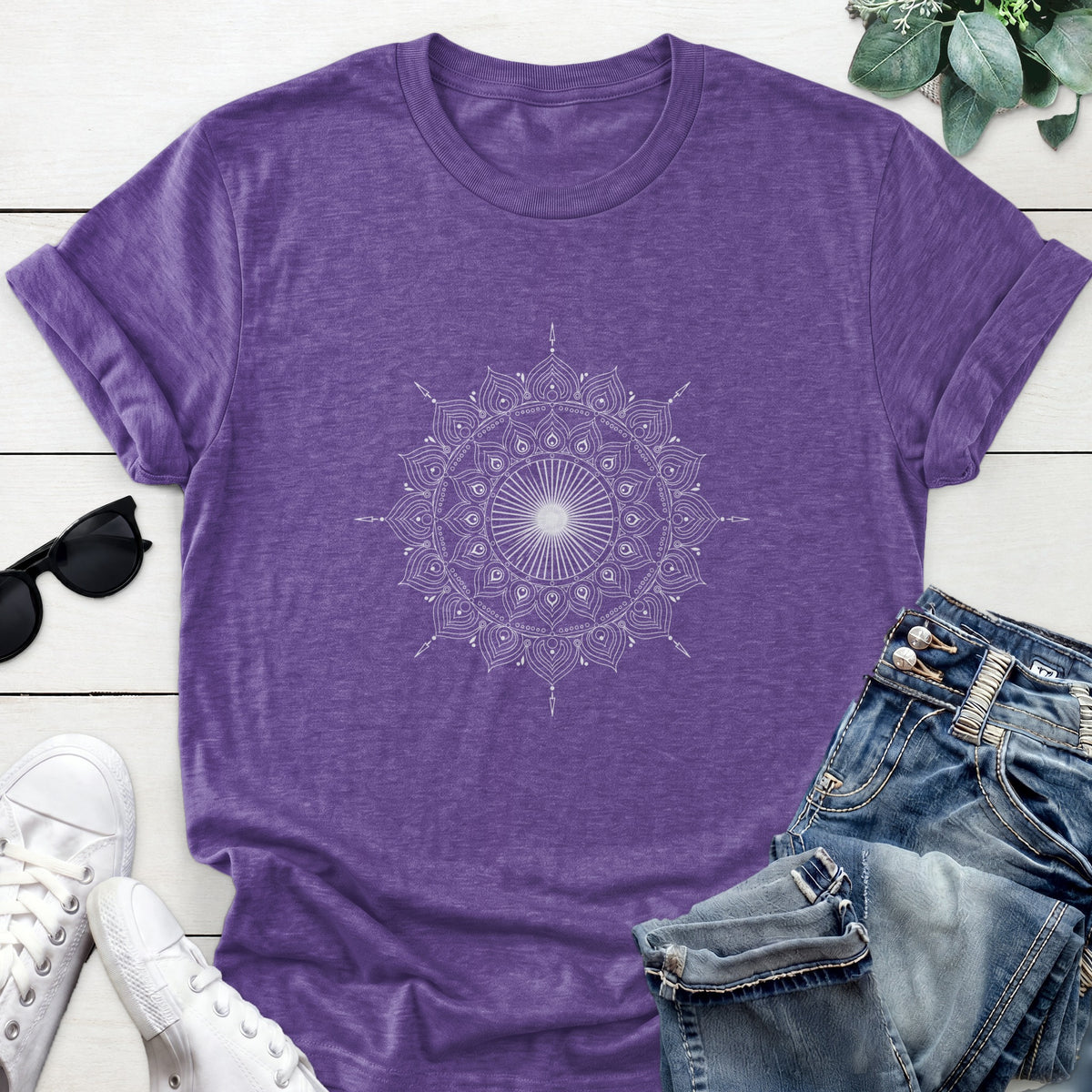 Radiating Mandala Tee — Heather Purple