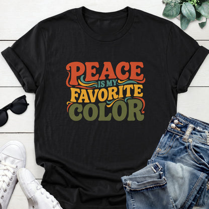 Retro Peace Quote Tee — Black