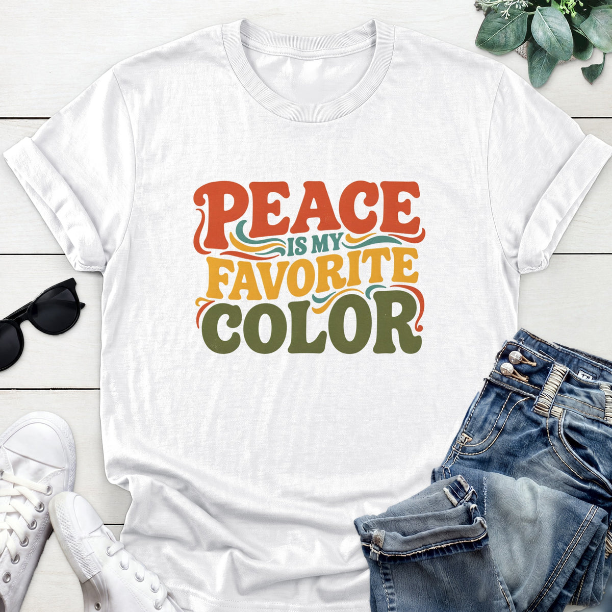 Retro Peace Quote Tee — White