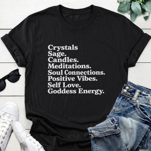 Goddess Energy Typography Tee — Black