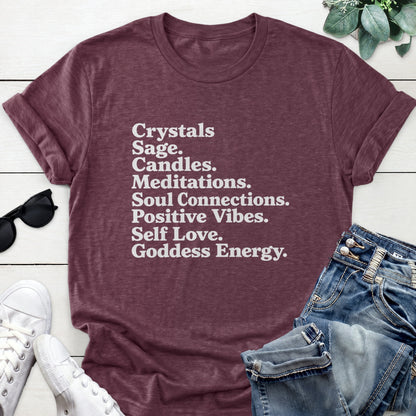 Goddess Energy Typography Tee — Heather Maroon