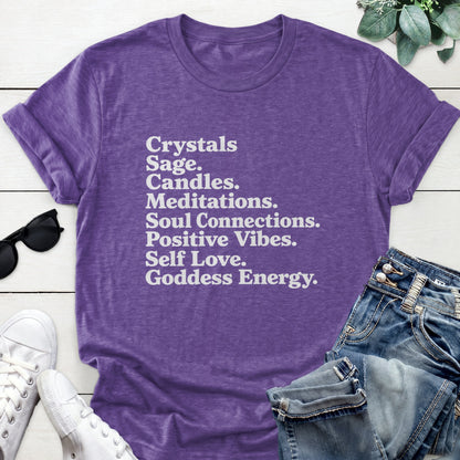 Goddess Energy Typography Tee — Heather Purple