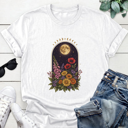 Moon Phase Wildflower Tee — White