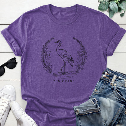 Zen Crane Tee — Heather Purple