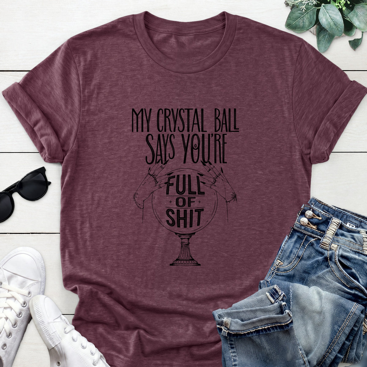 Sarcastic Crystal Ball Tee — Heather Maroon