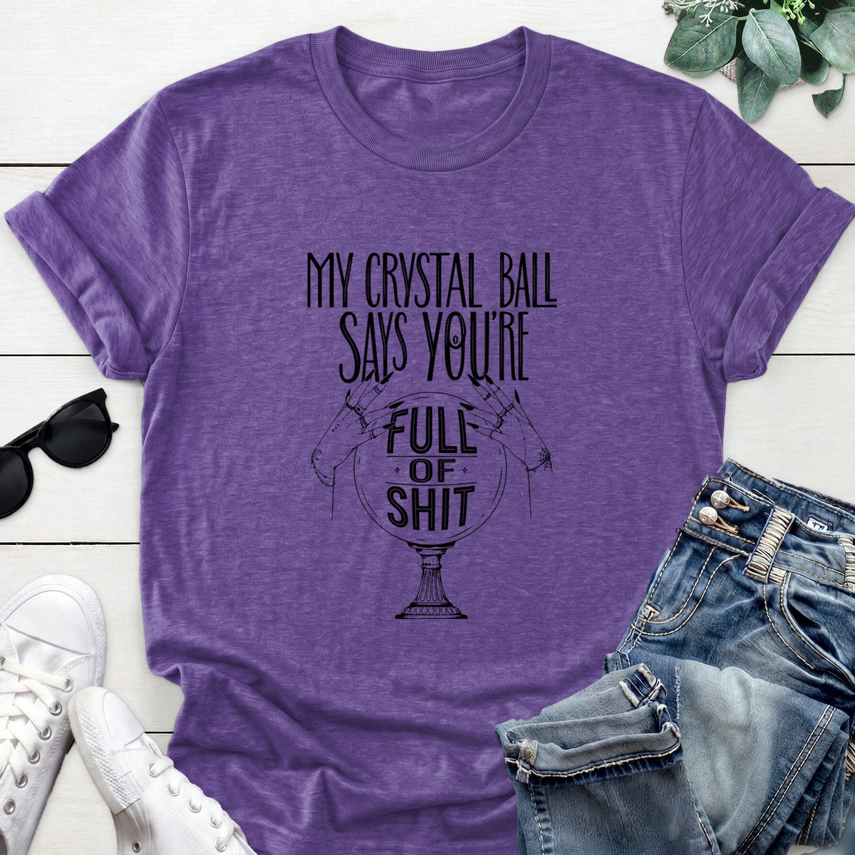Sarcastic Crystal Ball Tee — Heather Purple