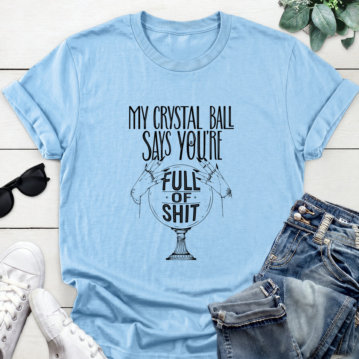 Sarcastic Crystal Ball Tee — Light Blue