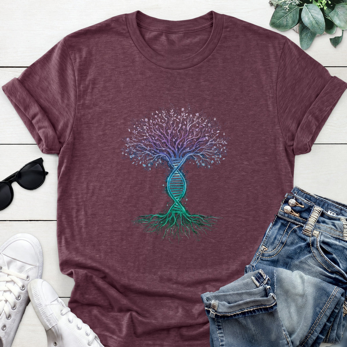 DNA Tree Of Life Tee — Heather Maroon