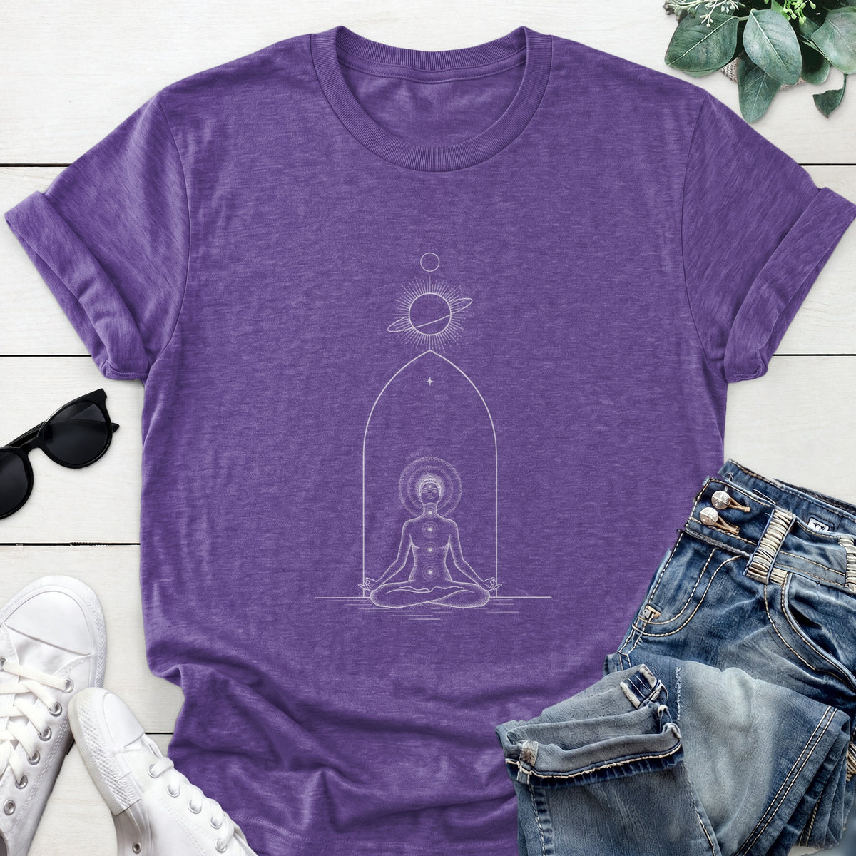 Cosmic Meditation Tee — Heather Purple