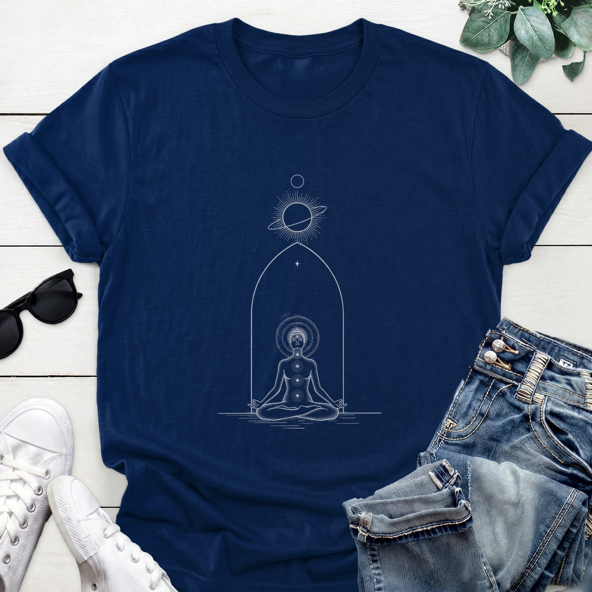 Cosmic Meditation Tee — Navy