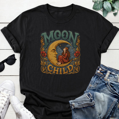 Moon Child Crescent Tee — Black