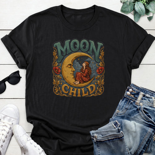 Moon Child Crescent Tee — Black