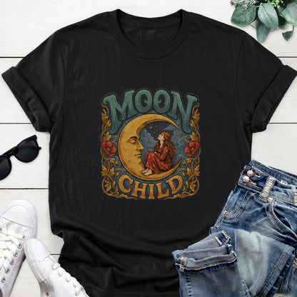 Moon Child Crescent Tee — Black