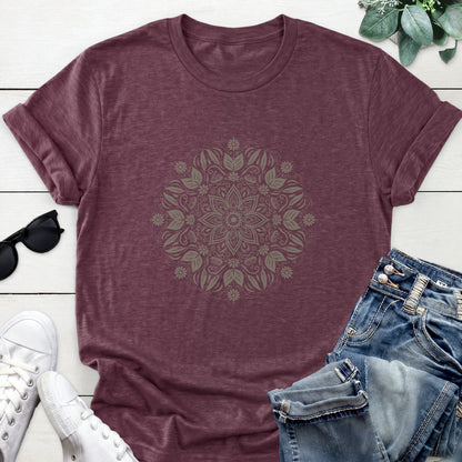 Floral Mandala Tee — Heather Maroon