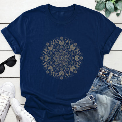 Floral Mandala Tee — Navy