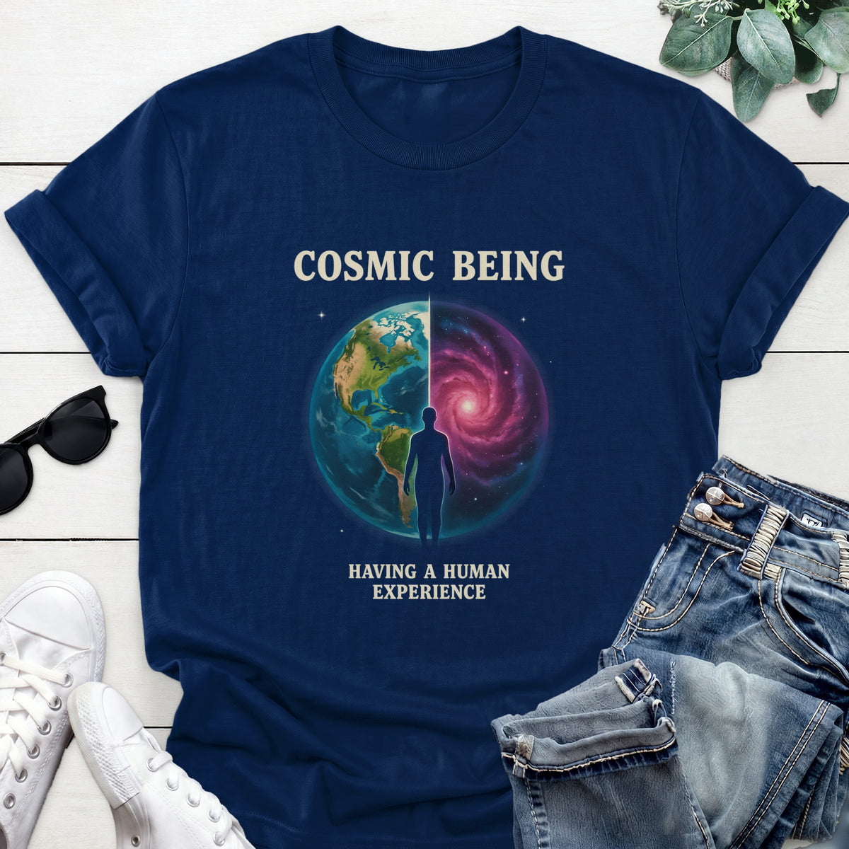 Cosmic Being Tee — Navy